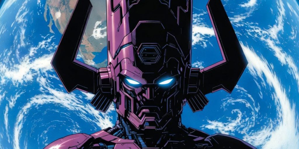 Galactus gigantesco frente a la Tierra